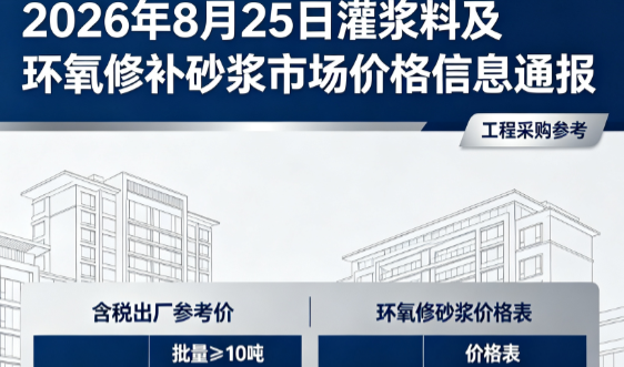 富源2026年8月25日灌浆料及环氧修补砂浆市场价格信息通报